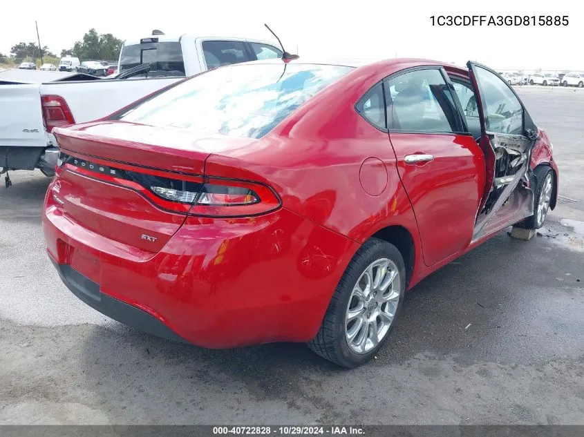 2016 Dodge Dart Sxt Sport VIN: 1C3CDFFA3GD815885 Lot: 40722828