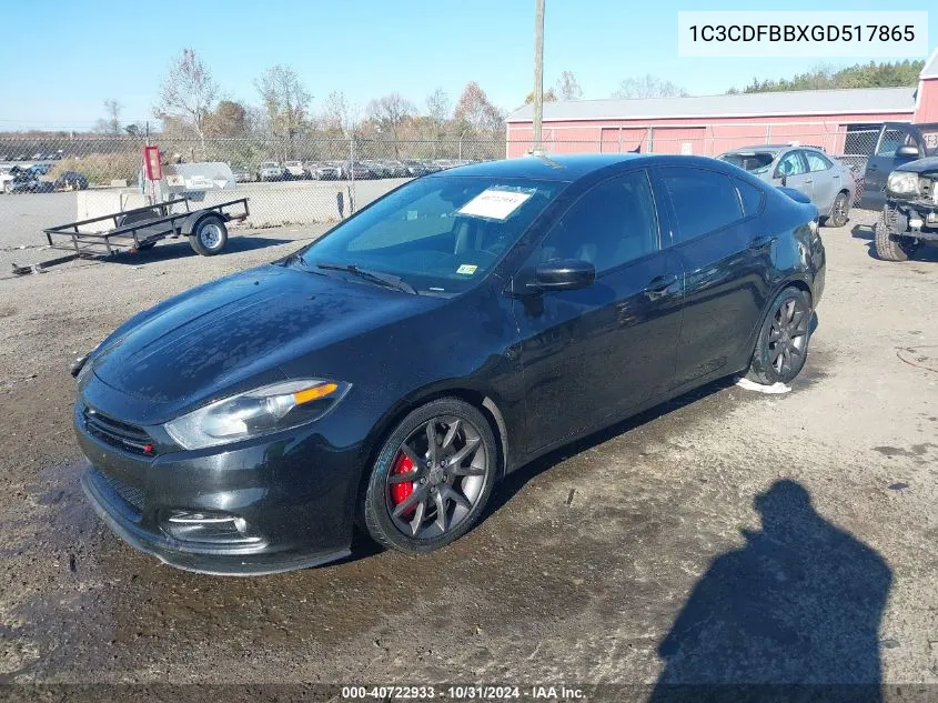 2016 Dodge Dart Sxt VIN: 1C3CDFBBXGD517865 Lot: 40722933