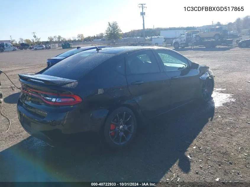 2016 Dodge Dart Sxt VIN: 1C3CDFBBXGD517865 Lot: 40722933