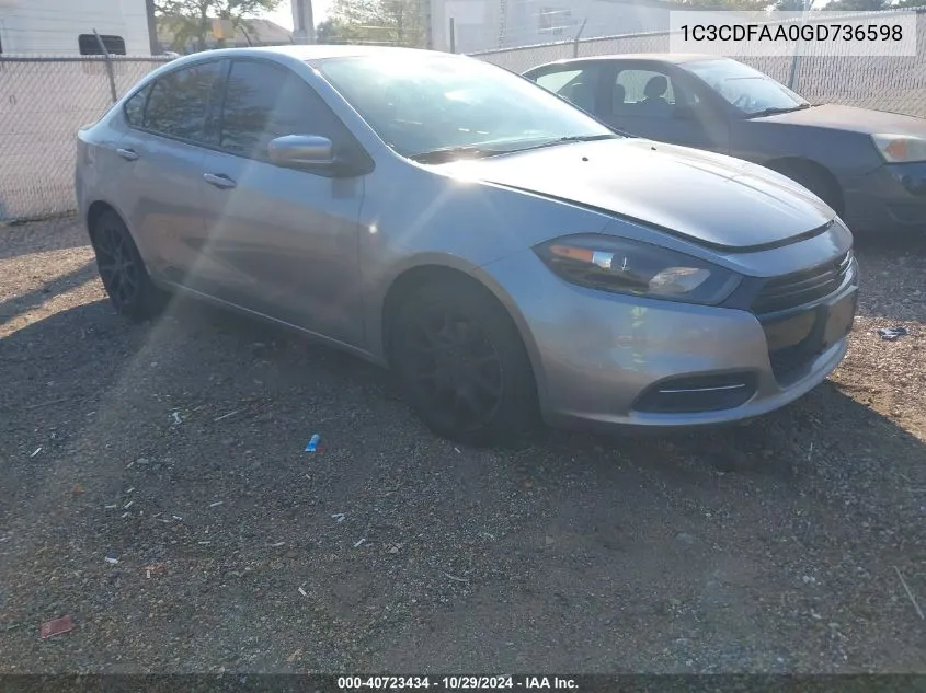 1C3CDFAA0GD736598 2016 Dodge Dart Se