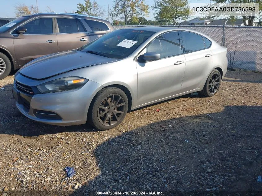 1C3CDFAA0GD736598 2016 Dodge Dart Se