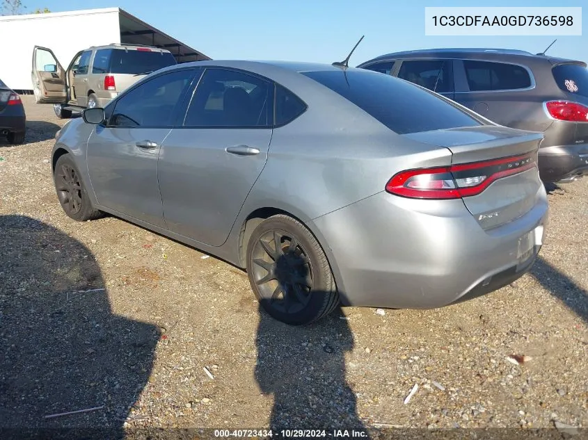 1C3CDFAA0GD736598 2016 Dodge Dart Se