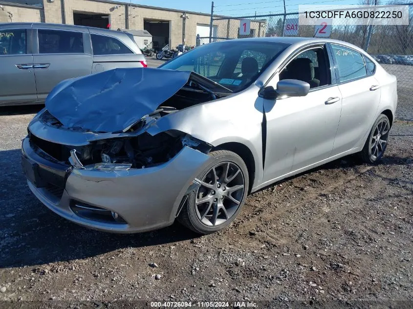 2016 Dodge Dart Sxt Sport Rallye VIN: 1C3CDFFA6GD822250 Lot: 40726094