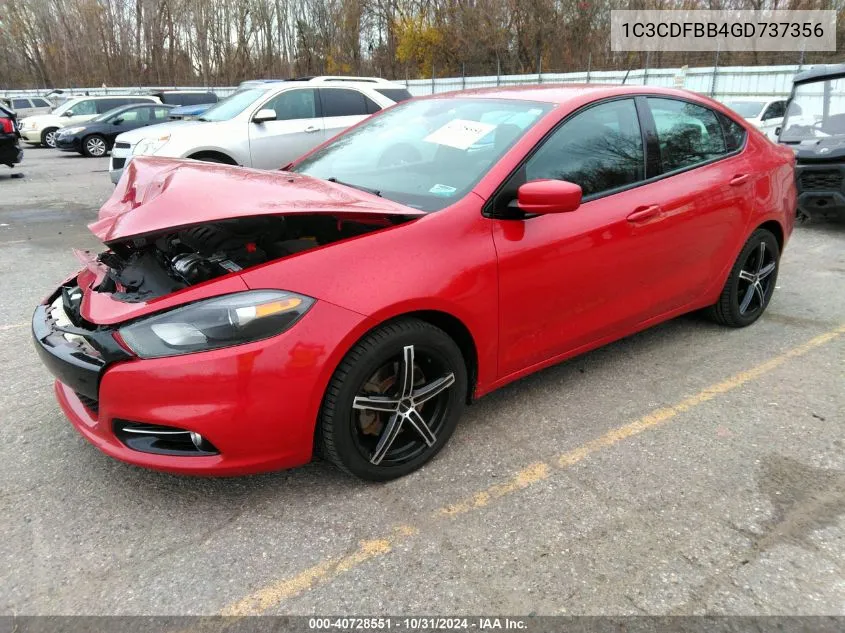 2016 Dodge Dart Sxt VIN: 1C3CDFBB4GD737356 Lot: 40728551