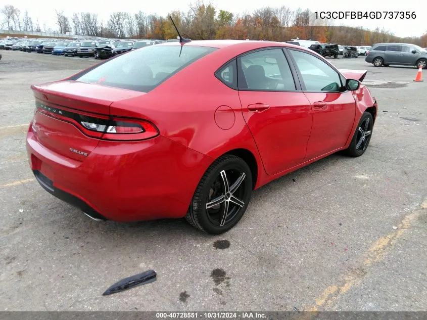 2016 Dodge Dart Sxt VIN: 1C3CDFBB4GD737356 Lot: 40728551