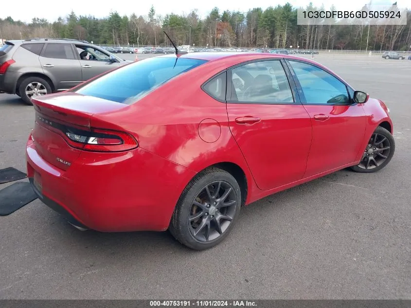 2016 Dodge Dart Sxt VIN: 1C3CDFBB6GD505924 Lot: 40753191