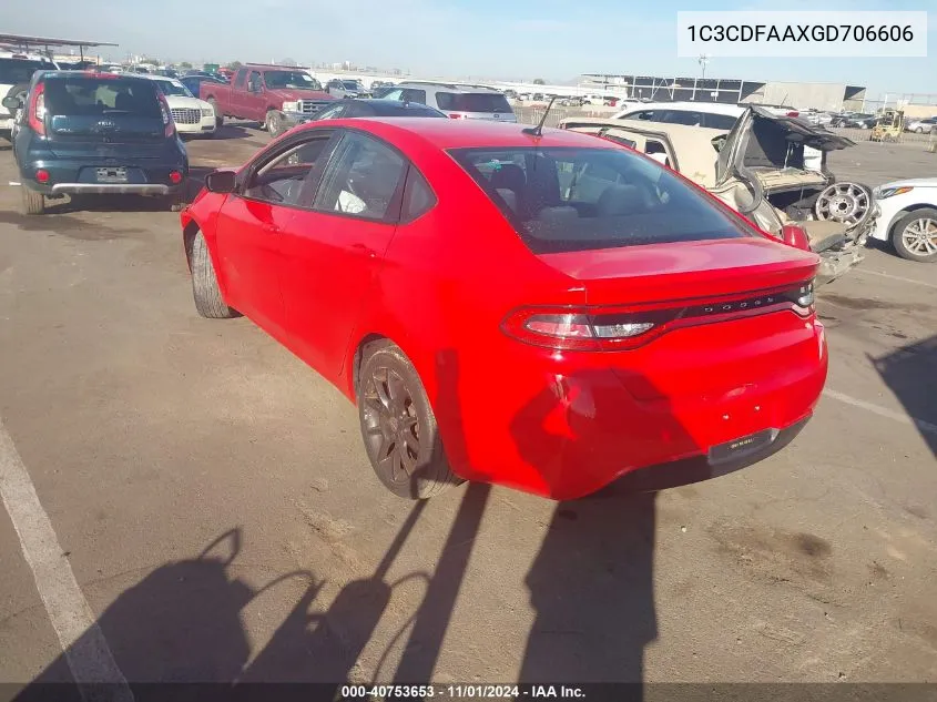 2016 Dodge Dart Se VIN: 1C3CDFAAXGD706606 Lot: 40753653