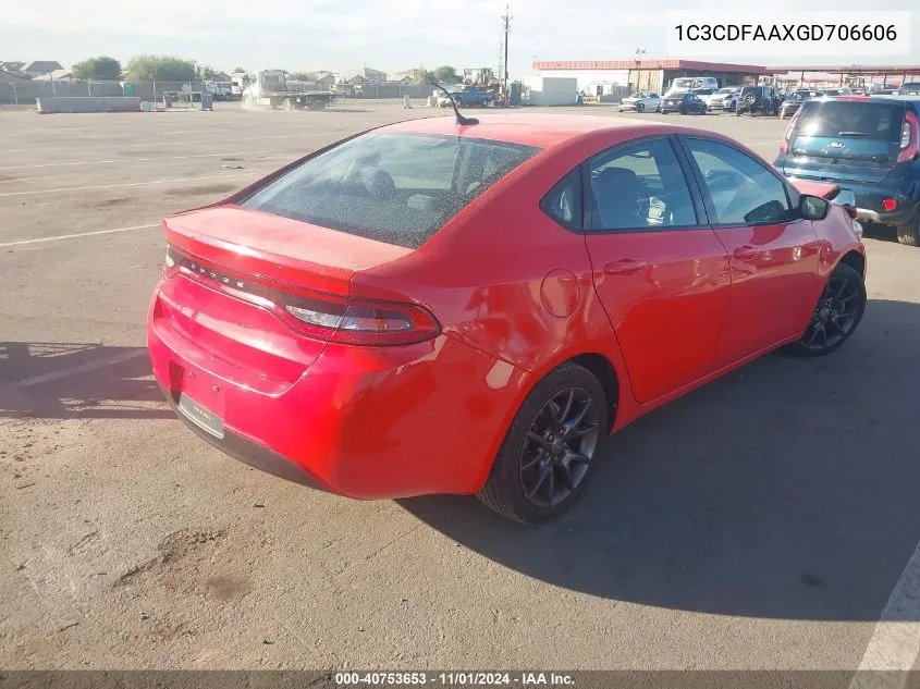 2016 Dodge Dart Se VIN: 1C3CDFAAXGD706606 Lot: 40753653