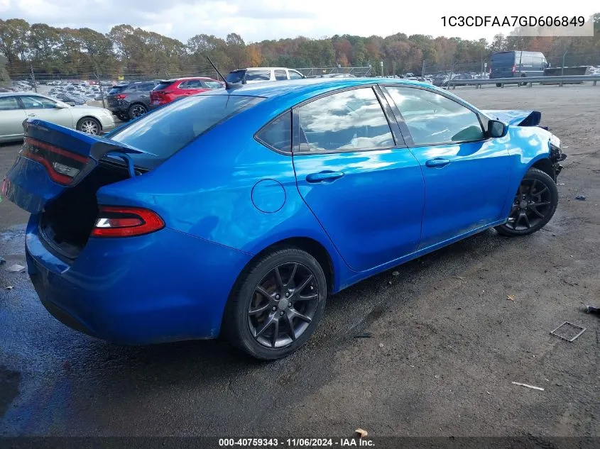 2016 Dodge Dart Se VIN: 1C3CDFAA7GD606849 Lot: 40759343