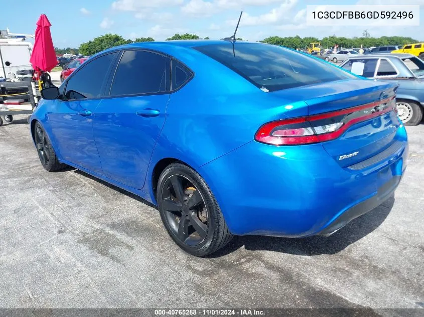 2016 Dodge Dart Sxt VIN: 1C3CDFBB6GD592496 Lot: 40765288