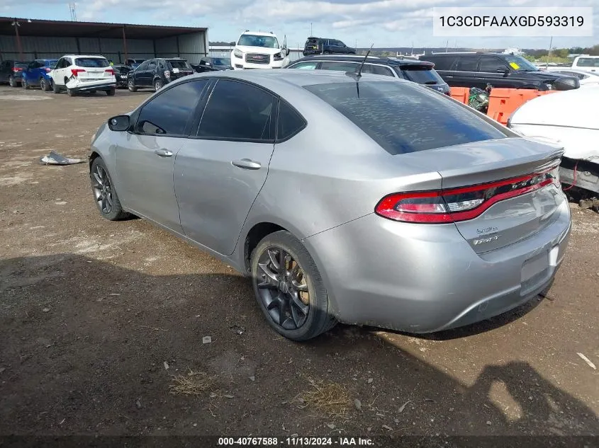 1C3CDFAAXGD593319 2016 Dodge Dart Se