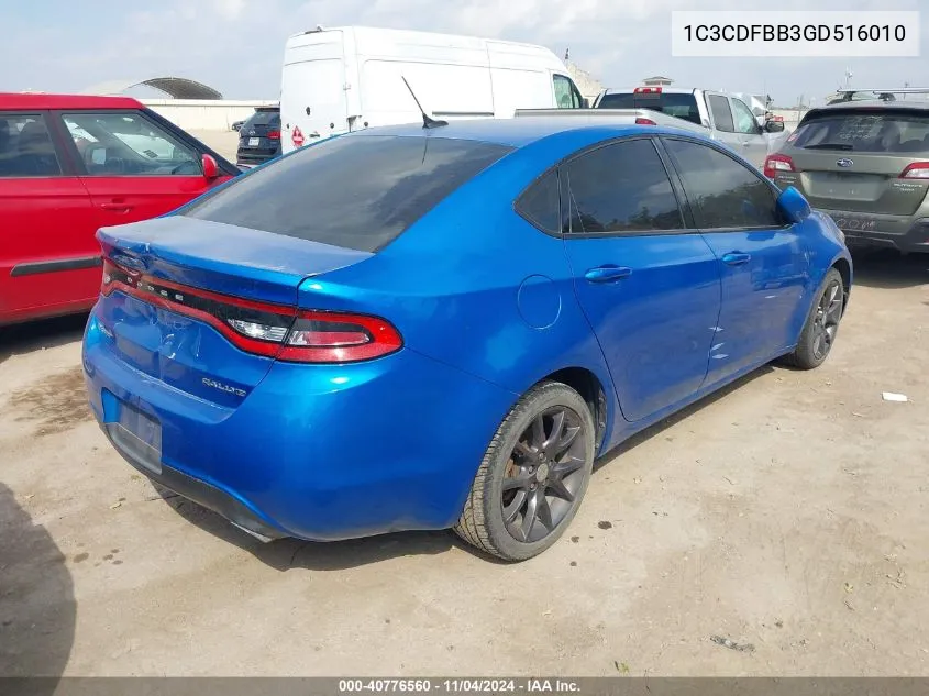 2016 Dodge Dart Sxt VIN: 1C3CDFBB3GD516010 Lot: 40776560