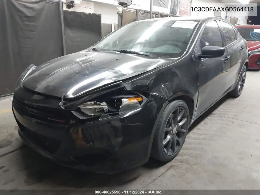 2016 Dodge Dart Se VIN: 1C3CDFAAXGD564418 Lot: 40825598