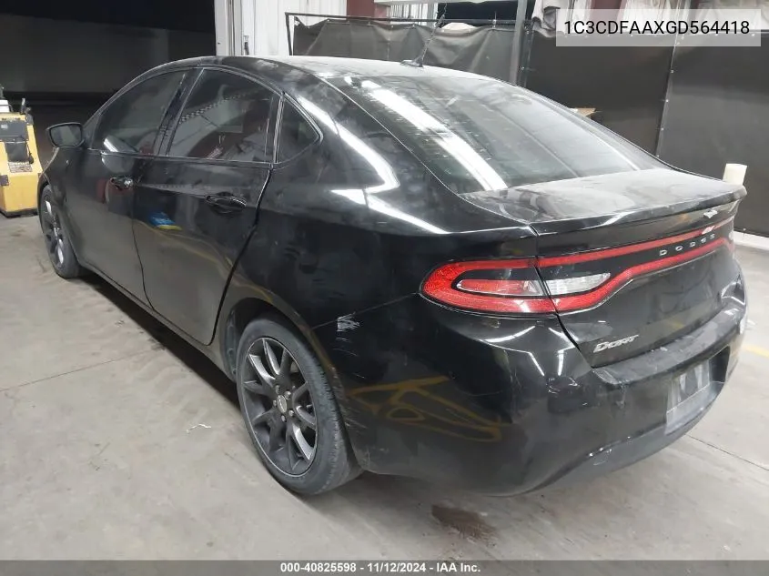 2016 Dodge Dart Se VIN: 1C3CDFAAXGD564418 Lot: 40825598