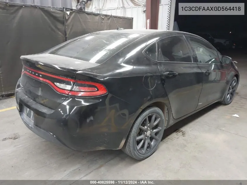 2016 Dodge Dart Se VIN: 1C3CDFAAXGD564418 Lot: 40825598