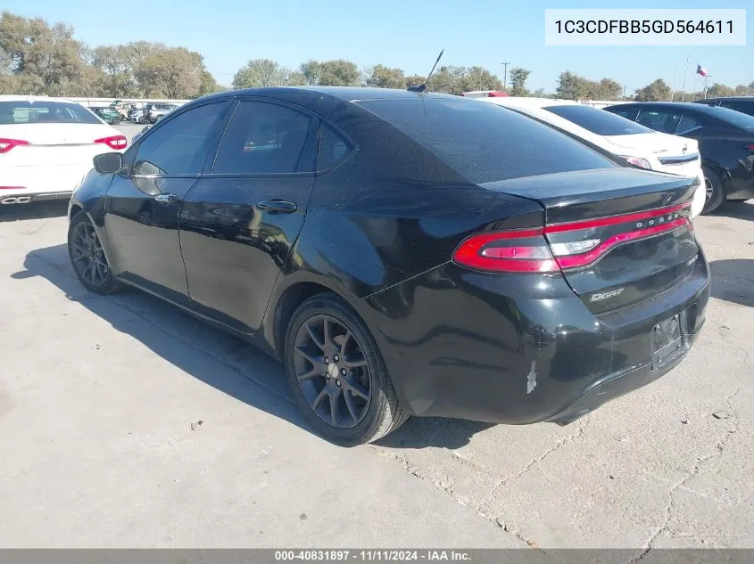 2016 Dodge Dart Sxt VIN: 1C3CDFBB5GD564611 Lot: 40831897