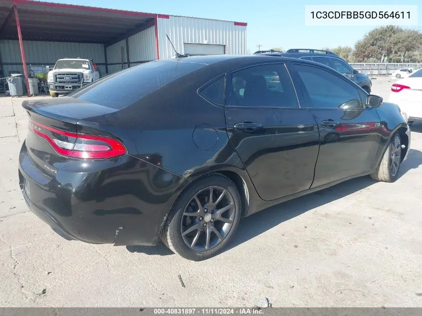 2016 Dodge Dart Sxt VIN: 1C3CDFBB5GD564611 Lot: 40831897