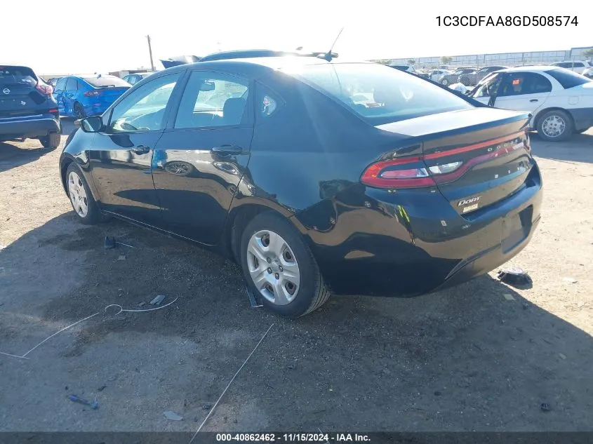 2016 Dodge Dart Se VIN: 1C3CDFAA8GD508574 Lot: 40862462