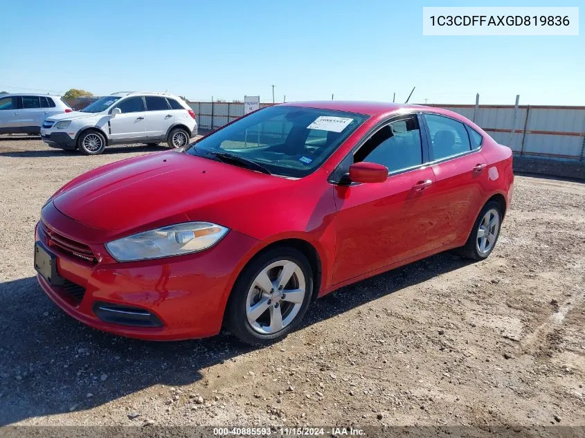 2016 Dodge Dart Sxt Sport VIN: 1C3CDFFAXGD819836 Lot: 40885593