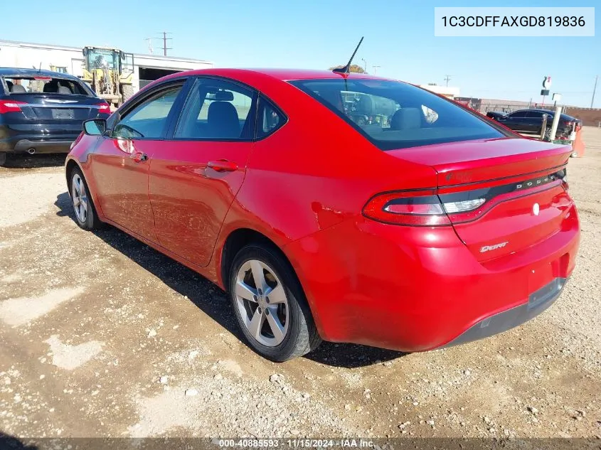 2016 Dodge Dart Sxt Sport VIN: 1C3CDFFAXGD819836 Lot: 40885593