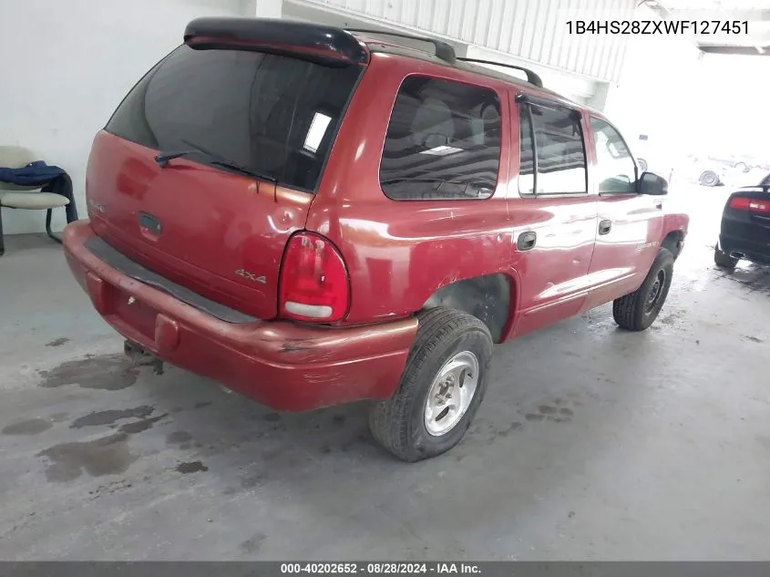 1B4HS28ZXWF127451 1998 Dodge Durango Slt