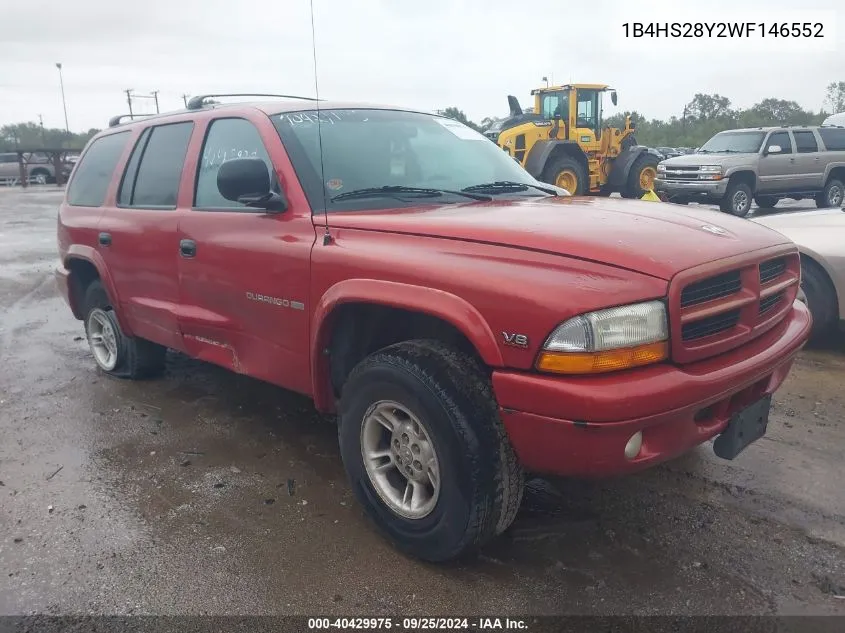 1998 Dodge Durango Slt VIN: 1B4HS28Y2WF146552 Lot: 40429975