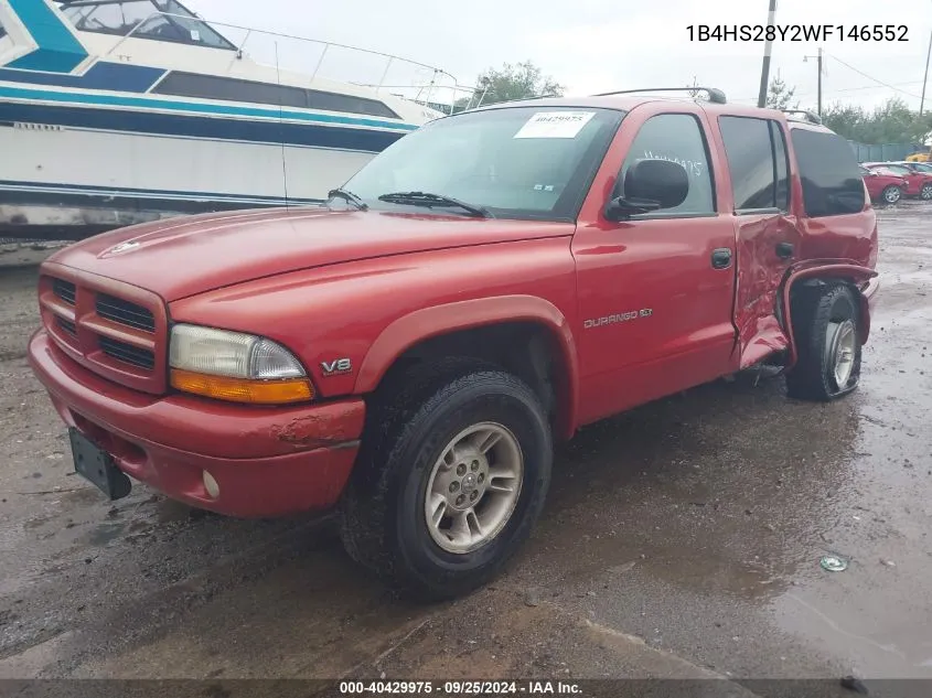 1998 Dodge Durango Slt VIN: 1B4HS28Y2WF146552 Lot: 40429975