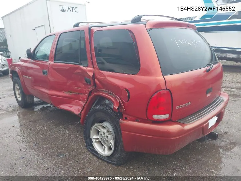 1998 Dodge Durango Slt VIN: 1B4HS28Y2WF146552 Lot: 40429975