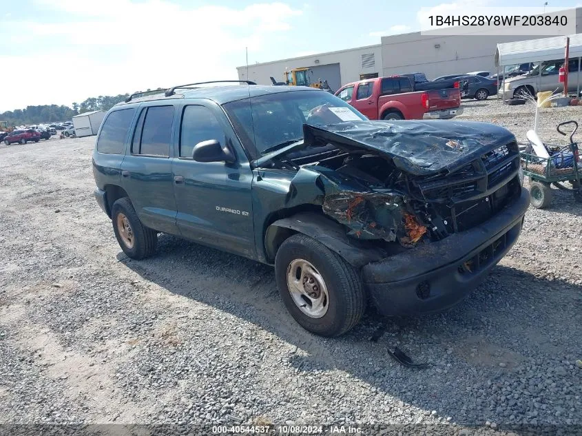 1998 Dodge Durango Slt VIN: 1B4HS28Y8WF203840 Lot: 40544537