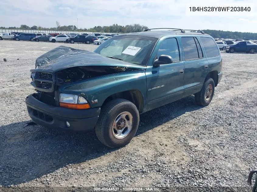 1998 Dodge Durango Slt VIN: 1B4HS28Y8WF203840 Lot: 40544537