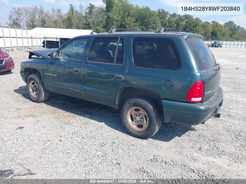 1998 Dodge Durango Slt VIN: 1B4HS28Y8WF203840 Lot: 40544537