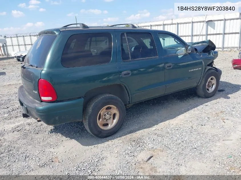 1998 Dodge Durango Slt VIN: 1B4HS28Y8WF203840 Lot: 40544537