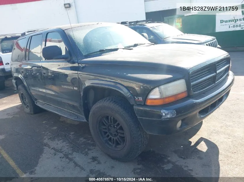 1998 Dodge Durango Slt VIN: 1B4HS28Z9WF211759 Lot: 40578570