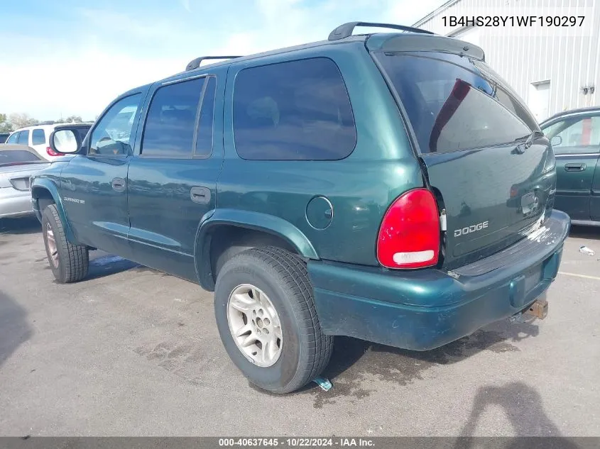 1998 Dodge Durango Slt VIN: 1B4HS28Y1WF190297 Lot: 40637645