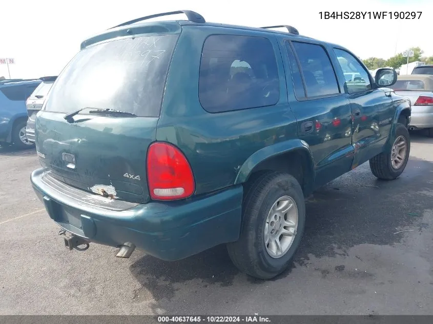 1998 Dodge Durango Slt VIN: 1B4HS28Y1WF190297 Lot: 40637645