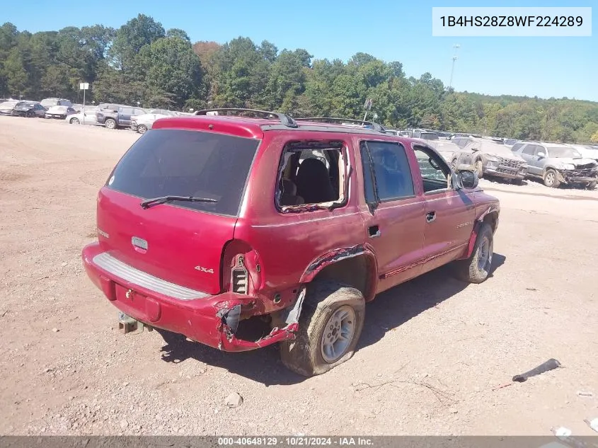 1998 Dodge Durango VIN: 1B4HS28Z8WF224289 Lot: 40648129