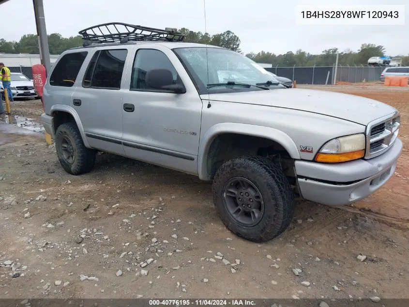 1998 Dodge Durango Slt VIN: 1B4HS28Y8WF120943 Lot: 40776195