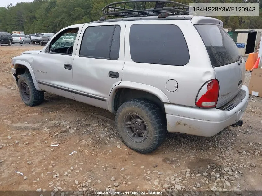 1998 Dodge Durango Slt VIN: 1B4HS28Y8WF120943 Lot: 40776195