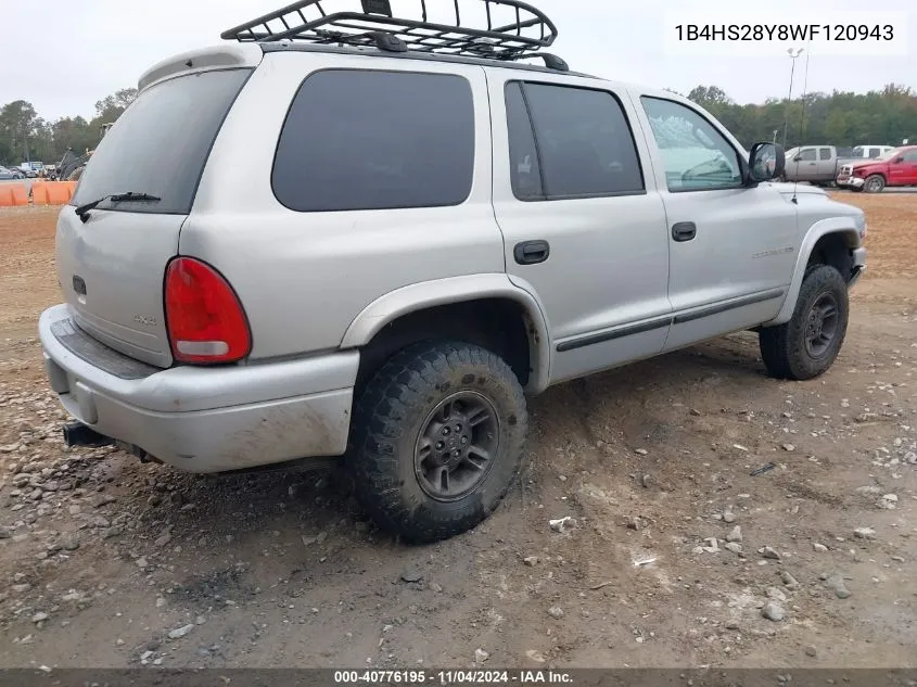 1998 Dodge Durango Slt VIN: 1B4HS28Y8WF120943 Lot: 40776195