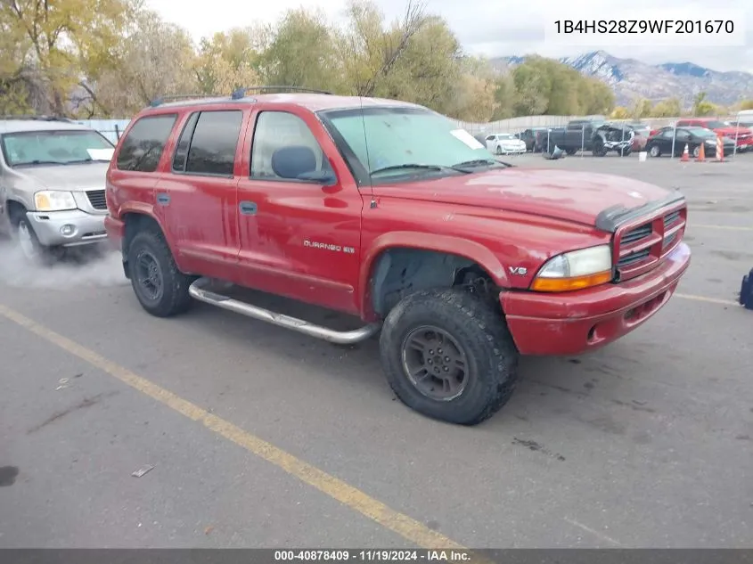 1998 Dodge Durango Slt VIN: 1B4HS28Z9WF201670 Lot: 40878409