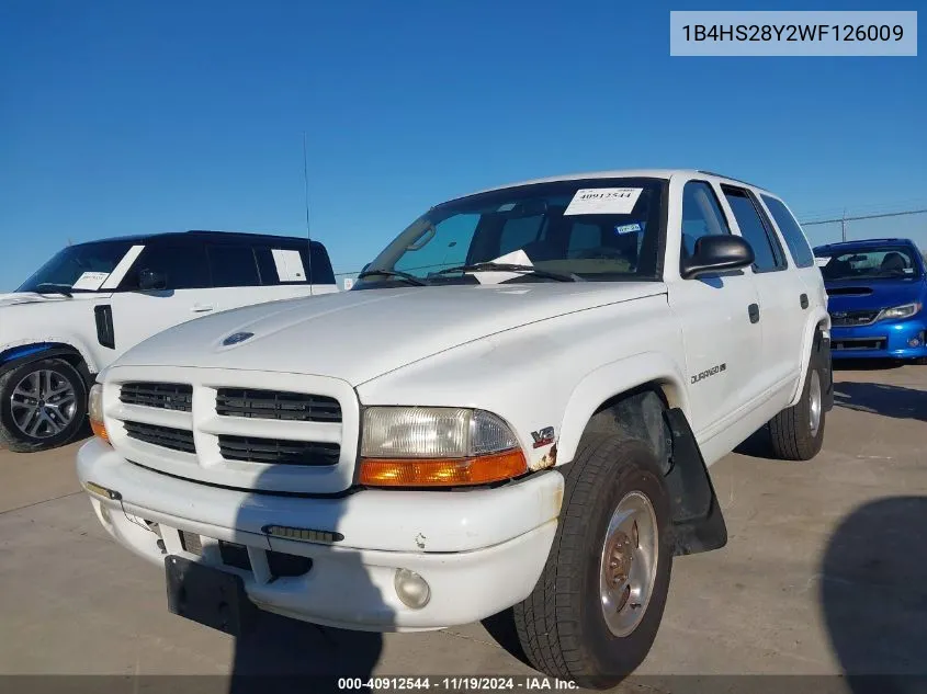 1998 Dodge Durango Slt VIN: 1B4HS28Y2WF126009 Lot: 40912544