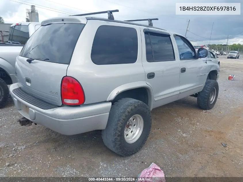 1999 Dodge Durango VIN: 1B4HS28Z0XF697816 Lot: 40443344