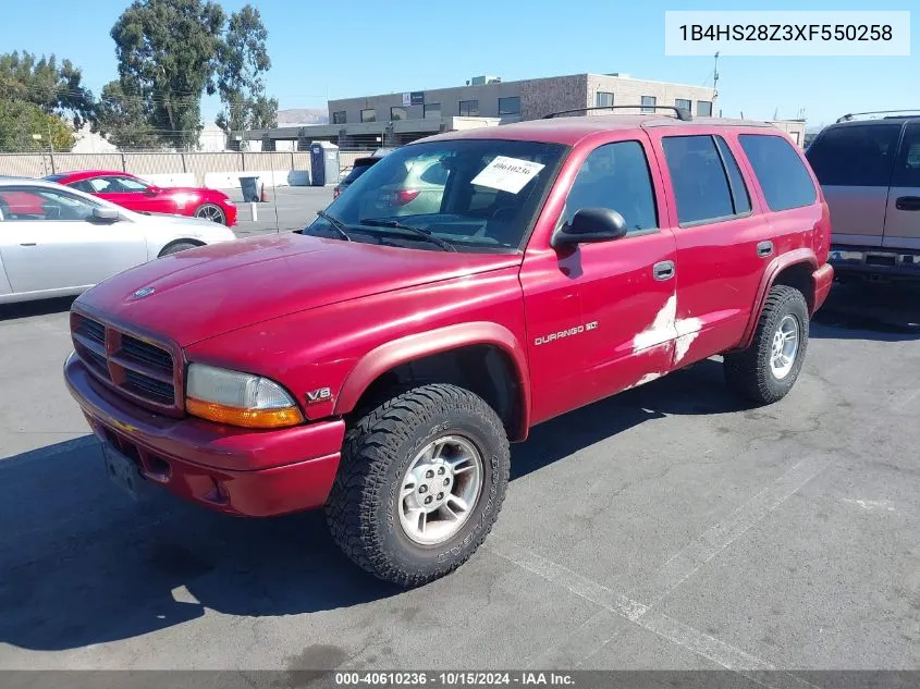 1999 Dodge Durango VIN: 1B4HS28Z3XF550258 Lot: 40610236