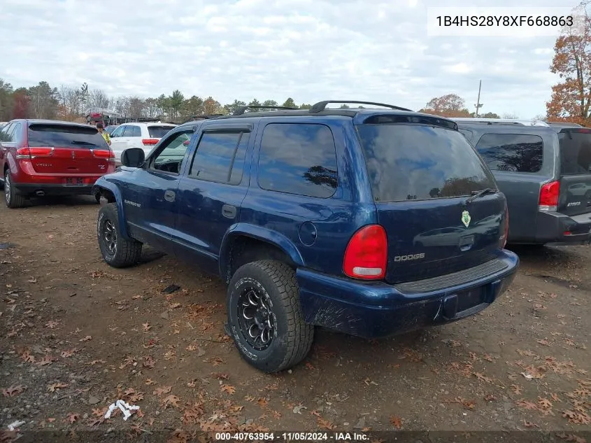 1999 Dodge Durango VIN: 1B4HS28Y8XF668863 Lot: 40763954