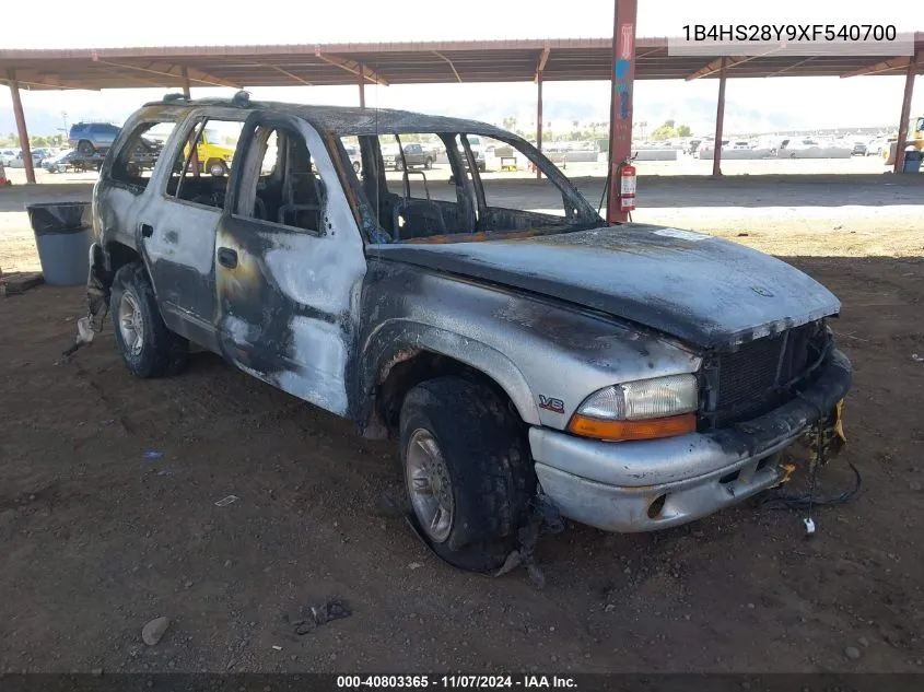 1999 Dodge Durango VIN: 1B4HS28Y9XF540700 Lot: 40803365