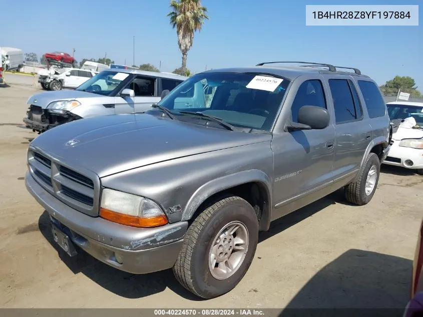 2000 Dodge Durango VIN: 1B4HR28Z8YF197884 Lot: 40224570