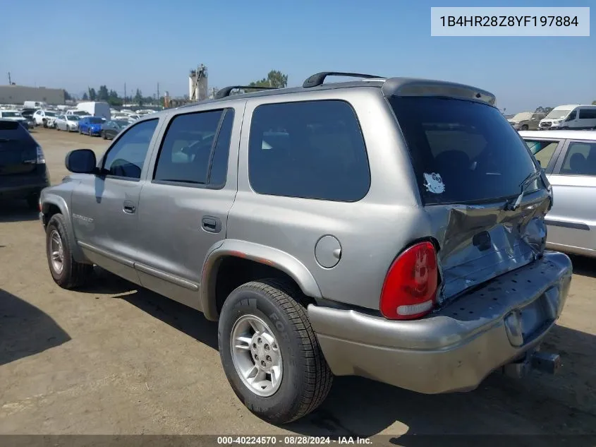 2000 Dodge Durango VIN: 1B4HR28Z8YF197884 Lot: 40224570