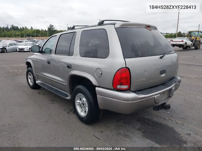 2000 Dodge Durango VIN: 1B4HS28ZXYF228413 Lot: 40236555