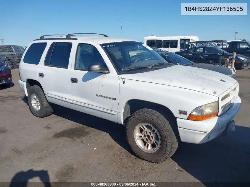 2000 Dodge Durango VIN: 1B4HS28Z4YF136505 Lot: 40265930