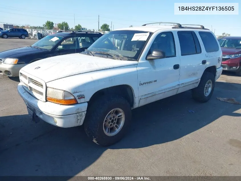 2000 Dodge Durango VIN: 1B4HS28Z4YF136505 Lot: 40265930